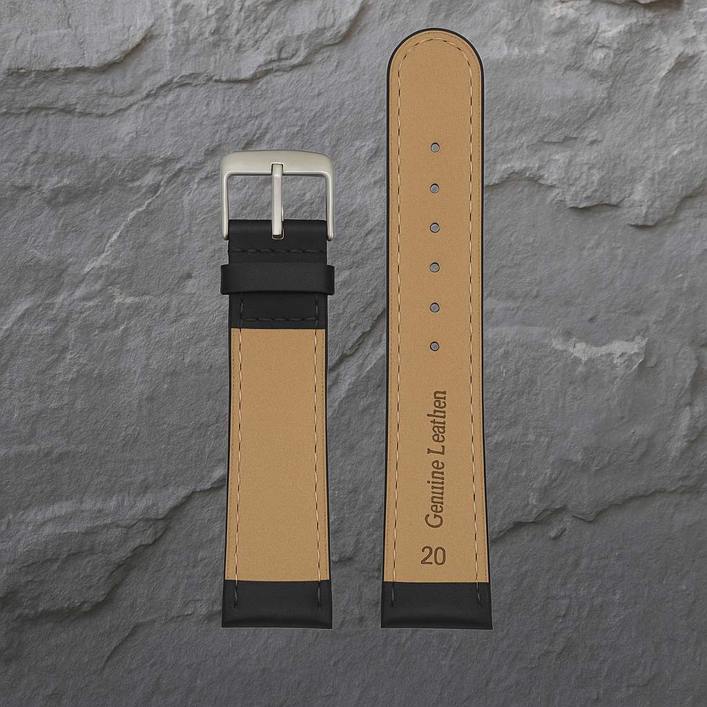 BLACK PADDED CALF STRAP (S) W100P/18 - 18mm