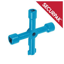 SECURIT UTILITY KEY - PACK OF 5 x 4-WAY PLASTIC - T10237