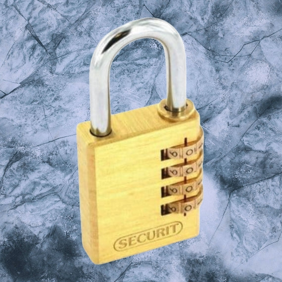 COMBINATION 40MM RESETTABLE BRASS CARDED - SECURIT