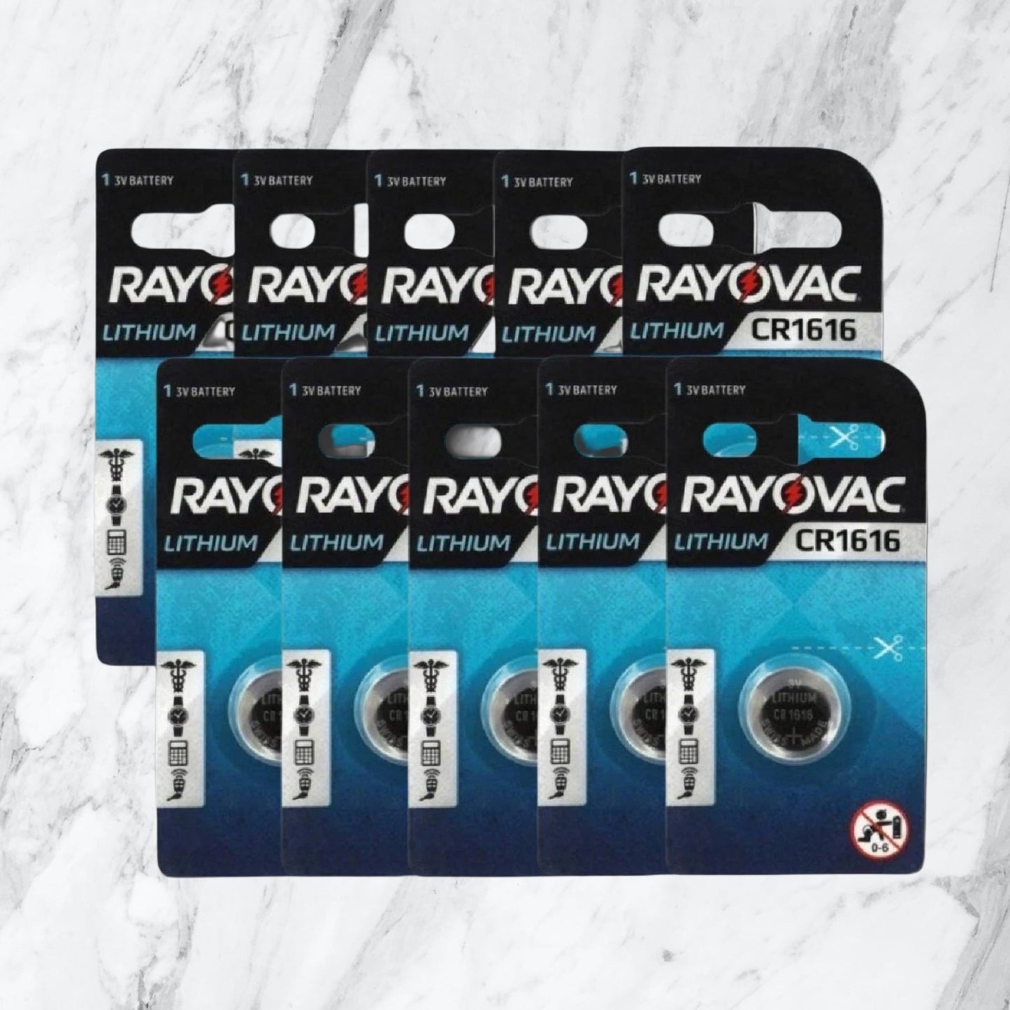 CR1616 3V - BOX OF 10 RAYOVAC LITHIUM BATTERY