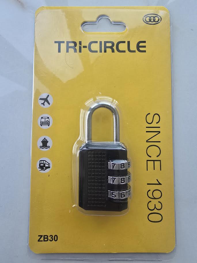 COMBINATION PADLOCK 25MM CARDED TRI - CIRCLE
