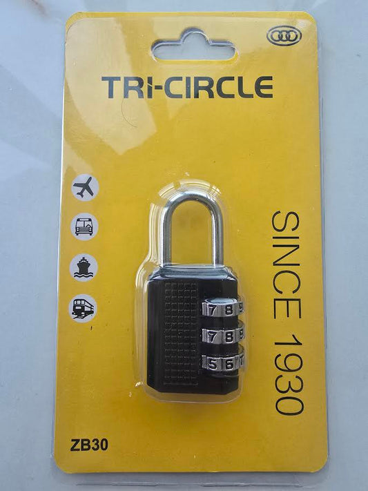COMBINATION PADLOCK 25MM CARDED TRI - CIRCLE