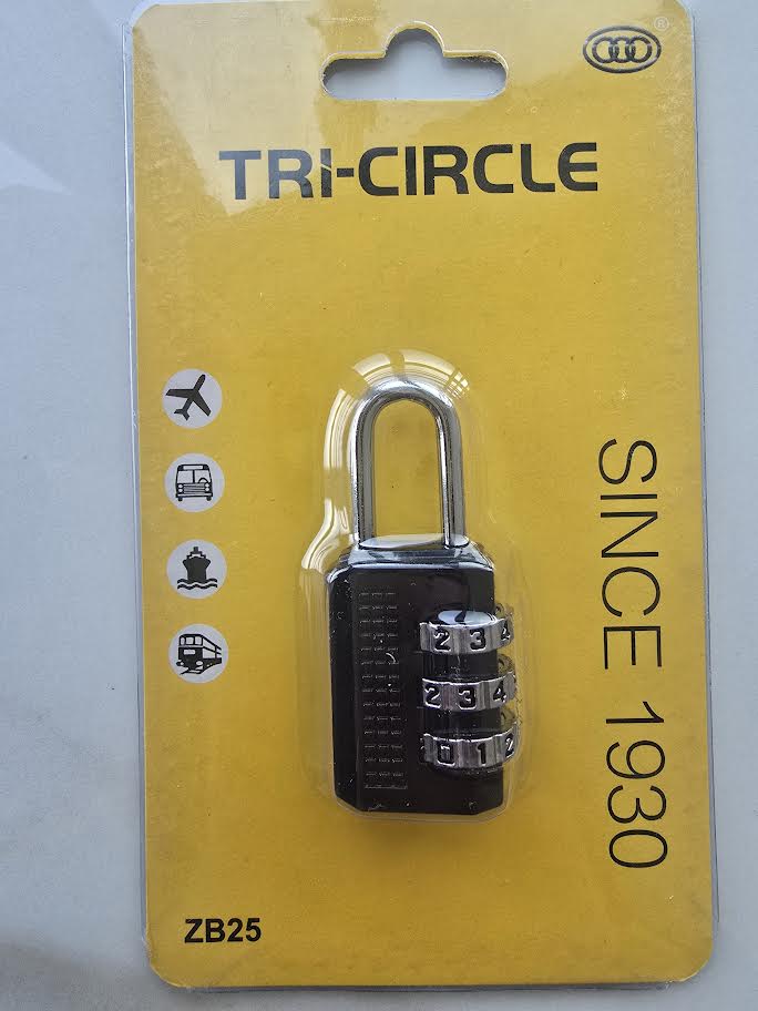 COMBINATION PADLOCK 22MM CARDED TRI-CIRCLE