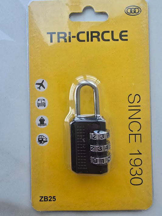 COMBINATION PADLOCK 22MM CARDED TRI-CIRCLE