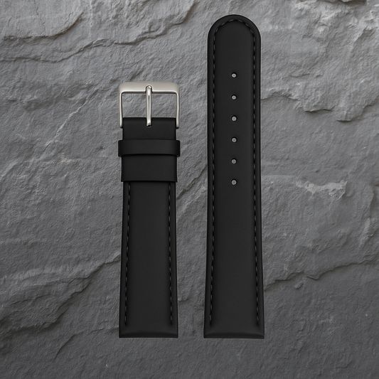 BLACK PADDED CALF STRAP (S) W100P/18  -  18mm