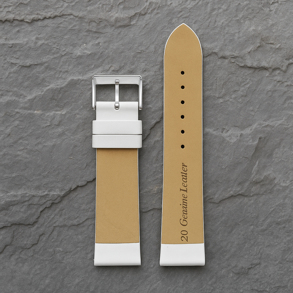 WHITE CALF WATCH STRAPS (S) W104/20  -  20mm