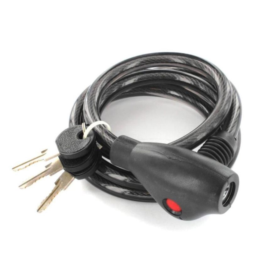 SECURIT SPIRAL CABLE BIKE LOCK WITH 3 KEYS 1500MM