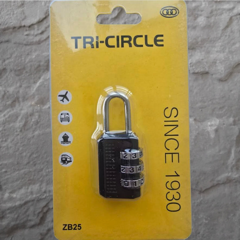 COMBINATION PADLOCK 22MM CARDED TRI-CIRCLE