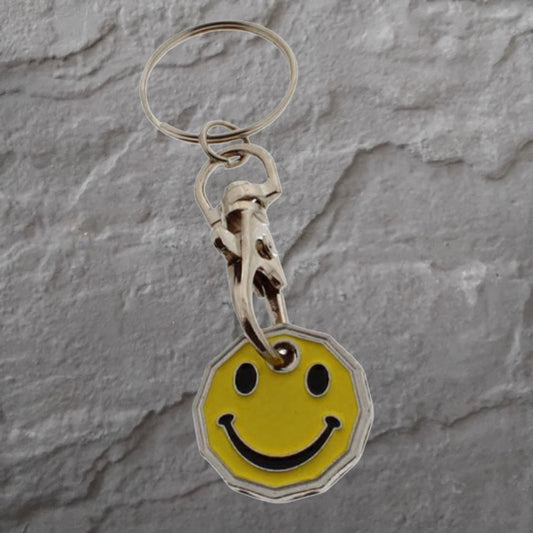 TROLLEY COIN SMILEY FACE KEYRING
