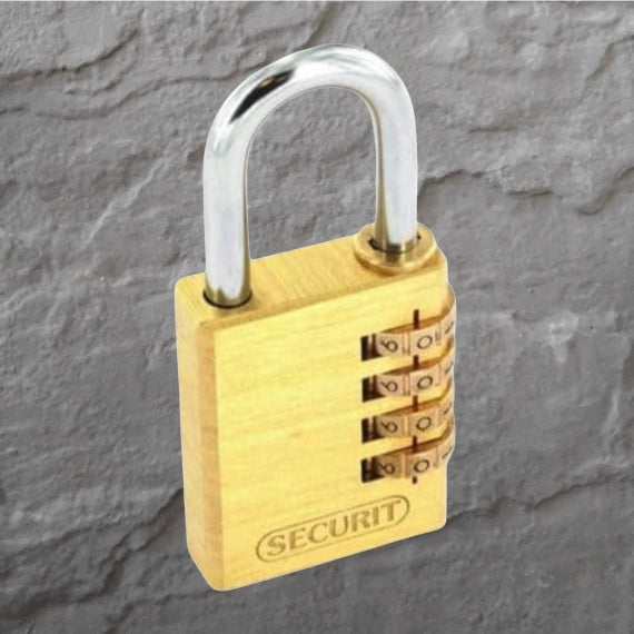 COMBINATION 30MM RESETTABLE BRASS CARDED SECURIT
