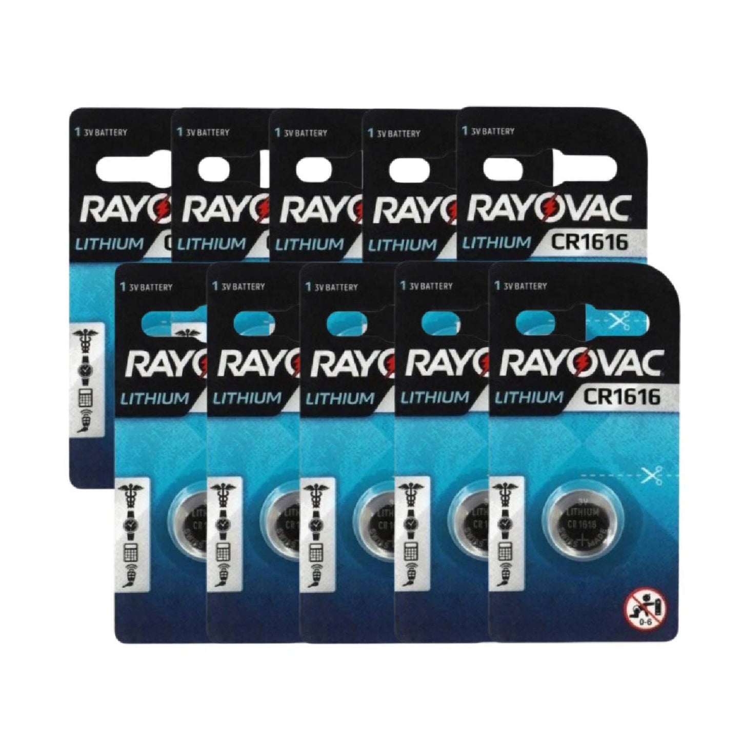 CR1616 3V  -  BOX OF 10 RAYOVAC LITHIUM BATTERY