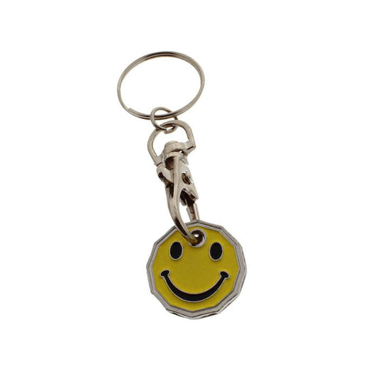 TROLLEY COIN SMILEY FACE KEYRING